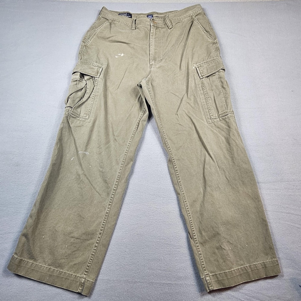 Polo‎ Ralph Lauren Cargo Pants Mens 36x28 Khaki Utility Workwear Relaxed Fit